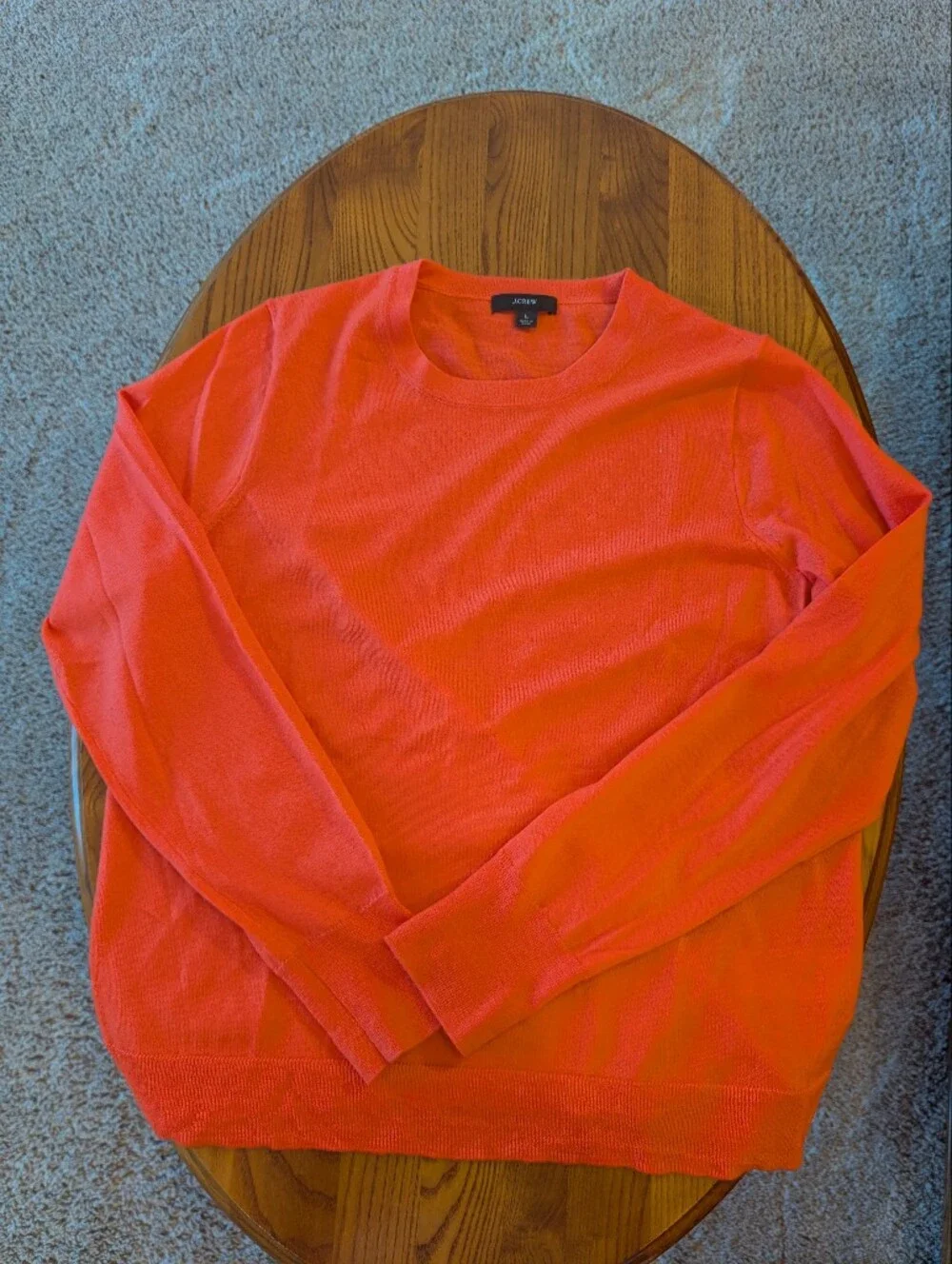 J Crew Women's Orange Crewneck Wool Sweater, Size L